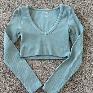 Garage Long Sleeve V neck Crop Top